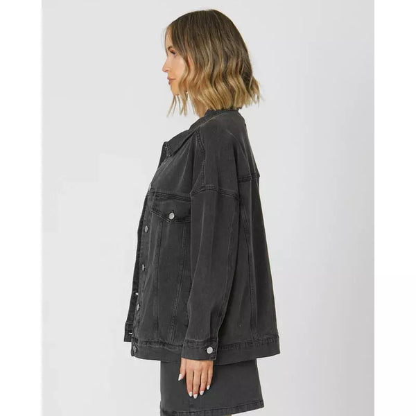 Abbey Denim Jacket - Charcoal - Willow and Vine