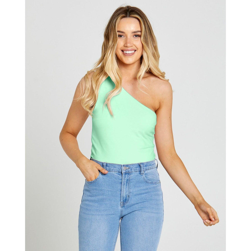 Bec One Shoulder Top Mint - Willow and Vine