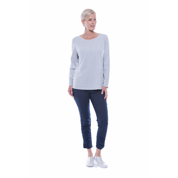 Boat Neck Long Sleeve Top - Grey - Willow and Vine