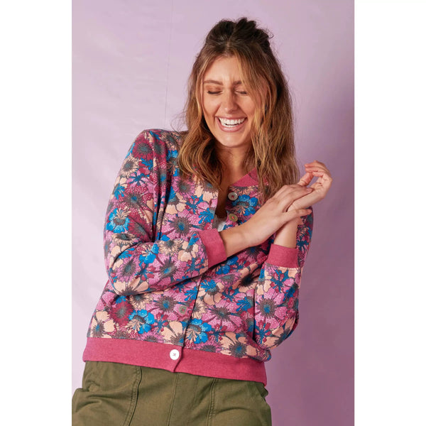 Button Through Bomber Jacket - Vintage Floral - Willow and Vine
