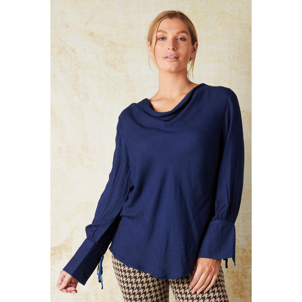 Cowl Neck Top - Navy - Willow and Vine