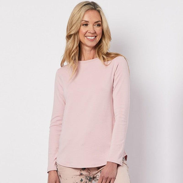 Crew Neck Long Sleeve Top - Blush - Willow and Vine