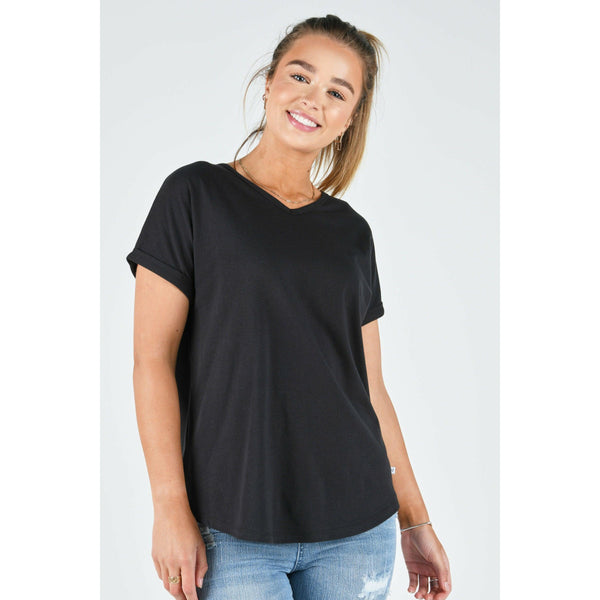 Cross Neck Detail Tee - Willow and Vine
