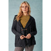 Drape Front Hooded Cardigan - Washed Black - Willow and Vine