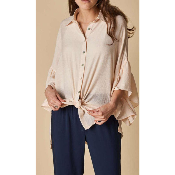 Frill SL Shirt Beige - Willow and Vine