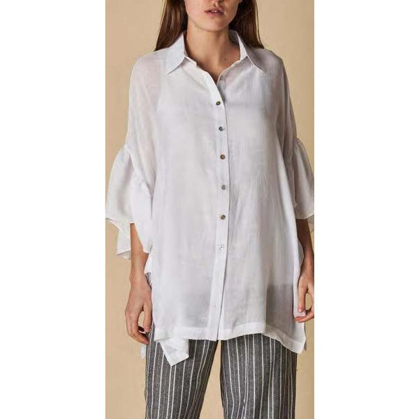 Frill SL Shirt White - Willow and Vine