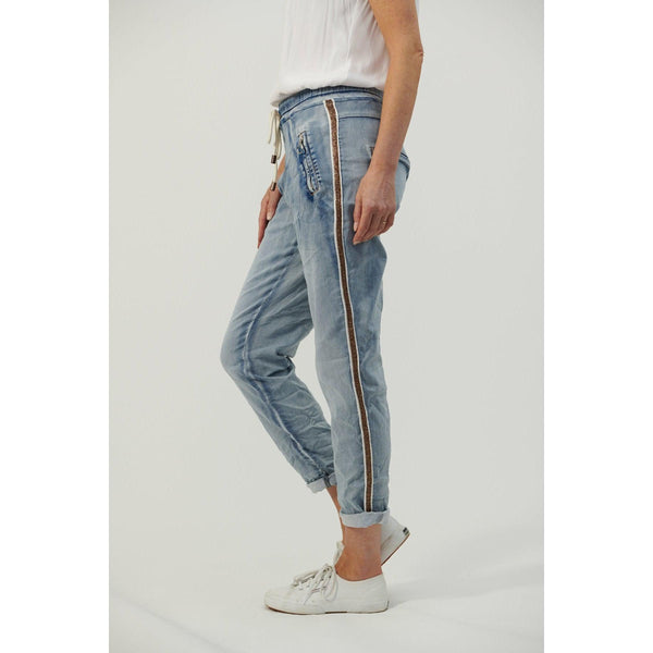 Italian Star Denim Jogger with Gold Trim - Willow and Vine