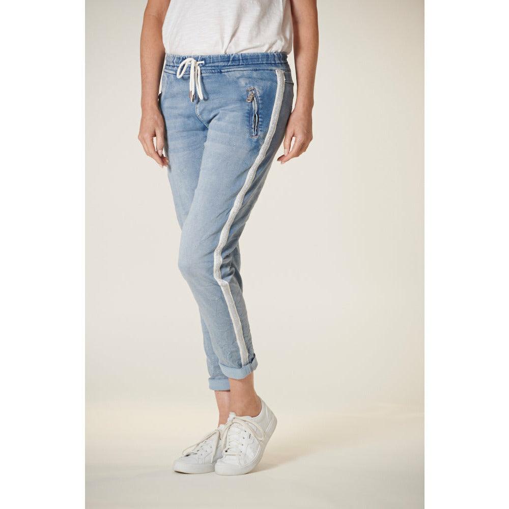 Italian Star Denim Jogger with Silver Trim - Willow and Vine