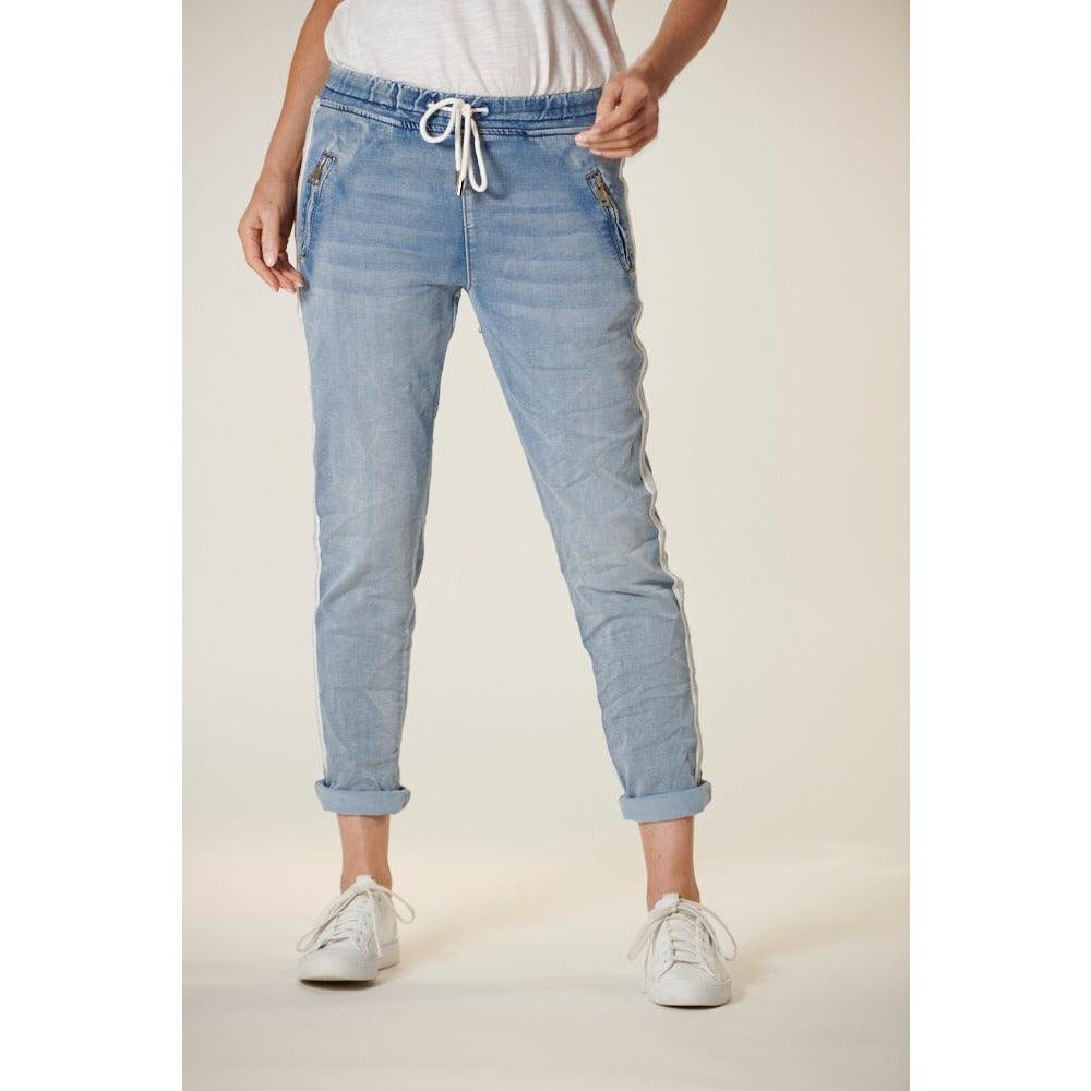 Italian Star Denim Jogger with Silver Trim - Willow and Vine