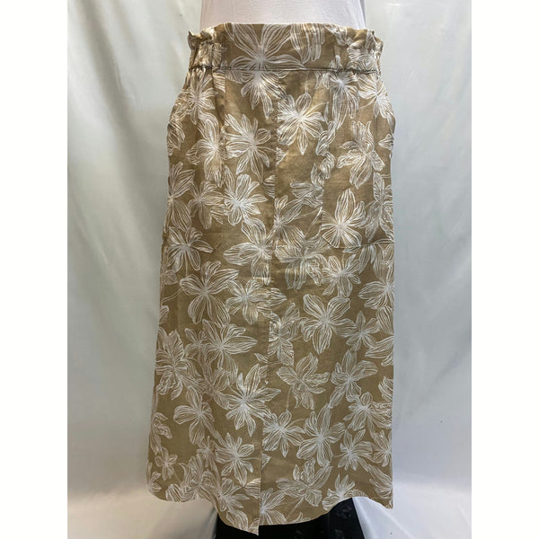 Linen Elastic Back A Line Skirt - Floral Print - Willow and Vine