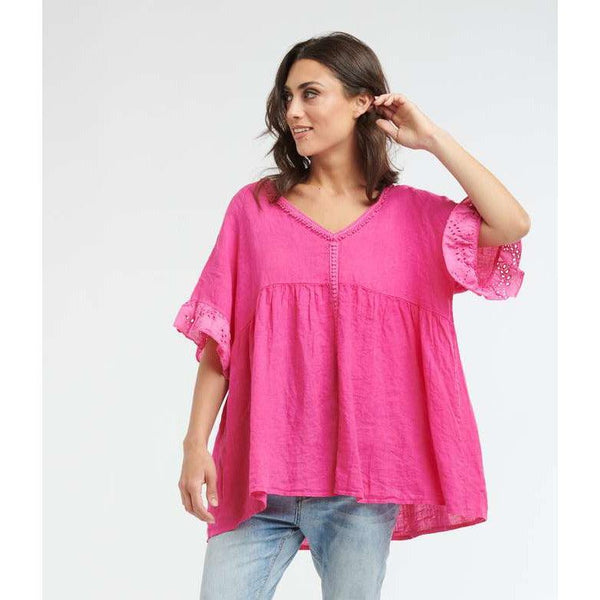 Linen Flossy Shirt -Pink - Willow and Vine
