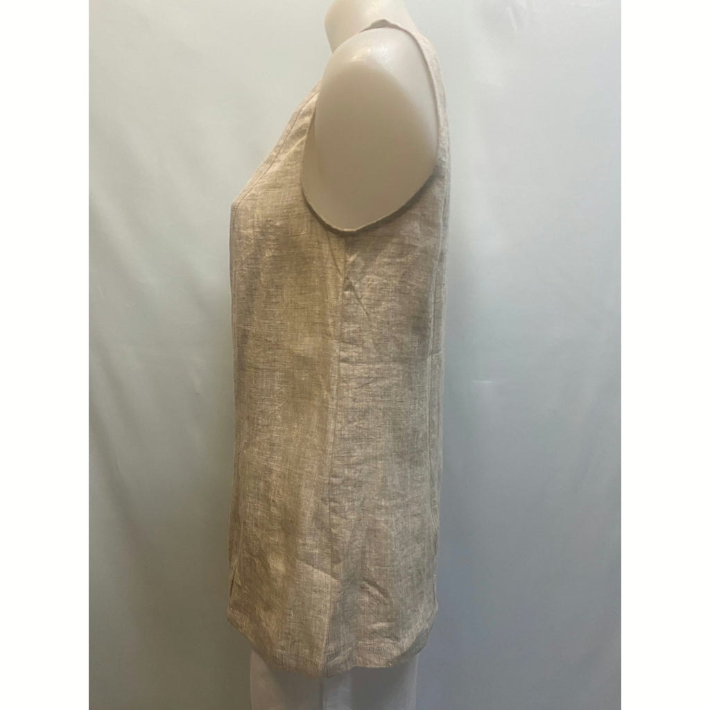 Linen Shell Top With Split - Sandshell Marle - Willow and Vine