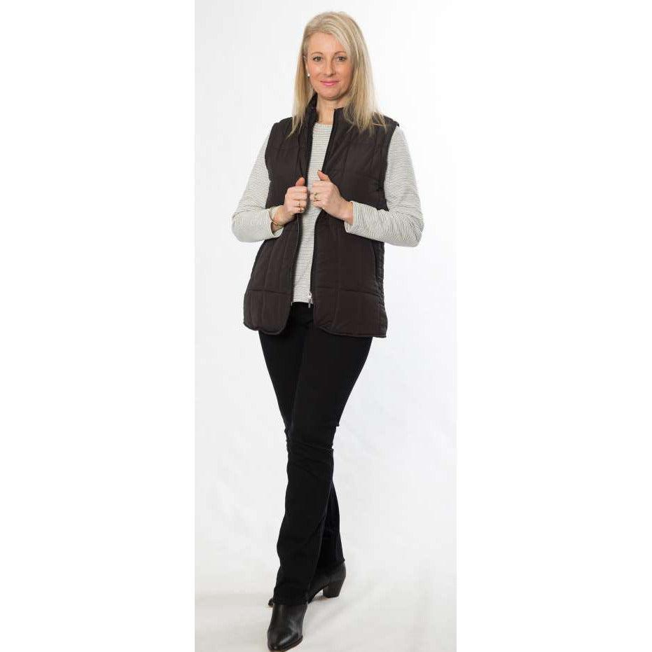 Mandarin Collar Quilted Vest - Black - Willow and Vine