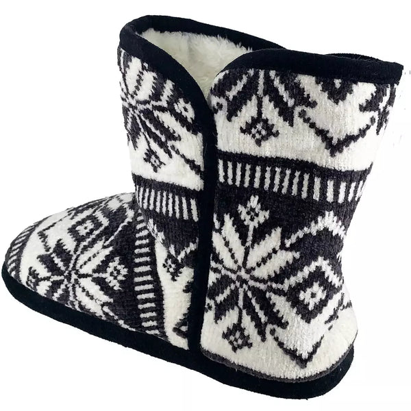 Rebecca - Snowflake Knitted Boot - Black - Willow and Vine