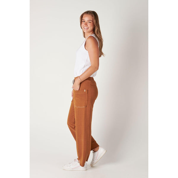 Scallop Hem Panel Pant - Chocolate - Willow and Vine