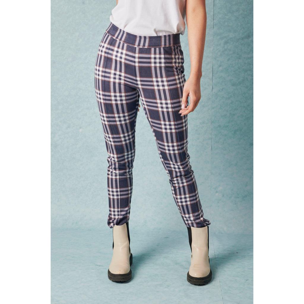 Seam Front Pant - Denim Blue Check - Willow and Vine