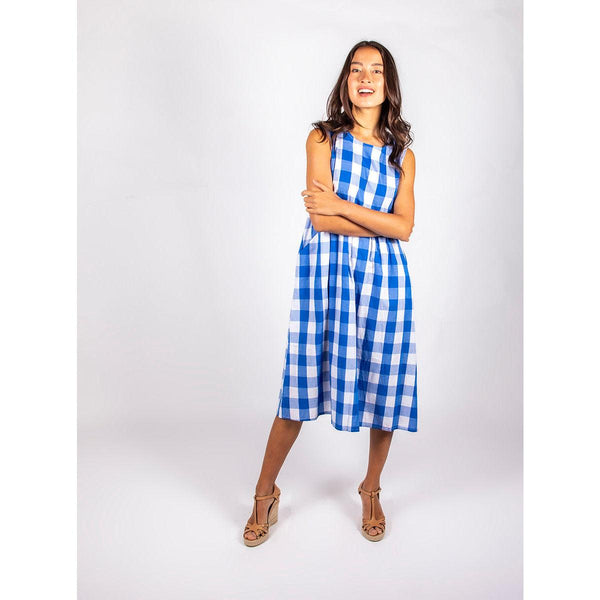 Summer Luxe Frock - Cobalt Check - Willow and Vine