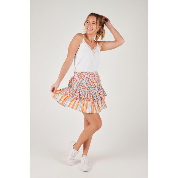 Tiered Skirt - Floral Stripe - Willow and Vine